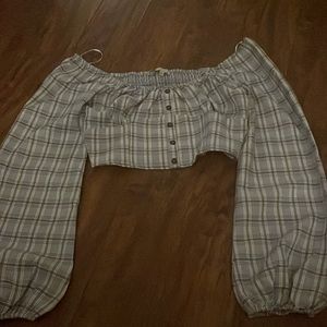 Plaid blue crop top